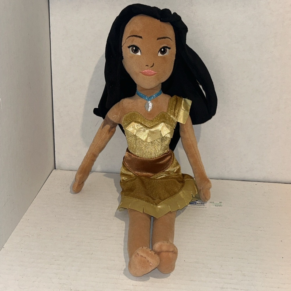 Rare Disney Store Pocahontas Gold Dress Doll 19" Plush Stuffed Animal